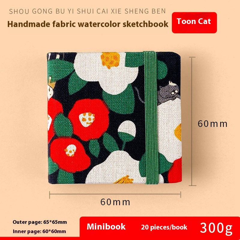 Feiluniao Aquarelle Notebook Tissu fait main Mini Portable Caractère Sketch Hand
