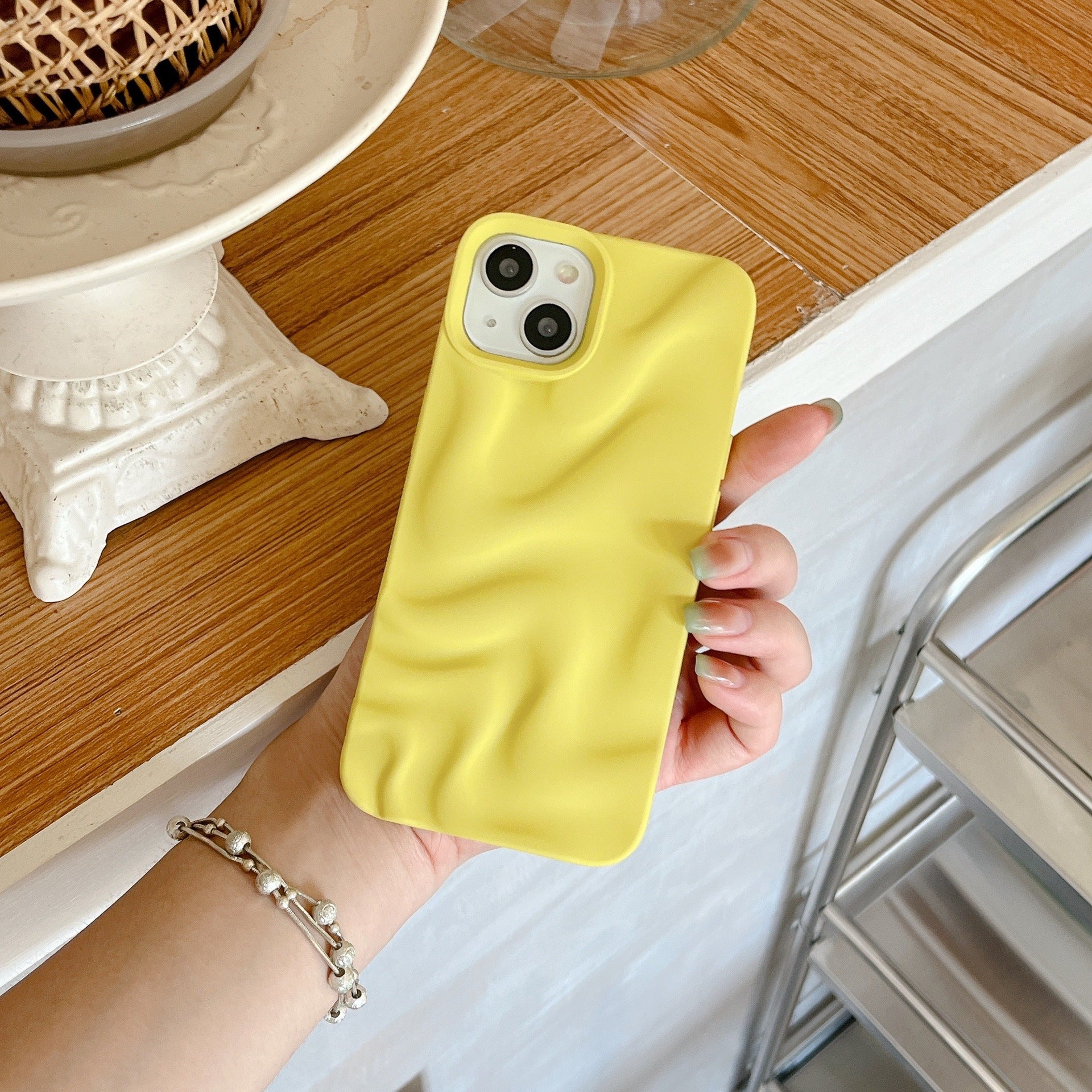 Ripple d'eau plissé Couleur solide Electroplaté Drop-résistant Soft Shell