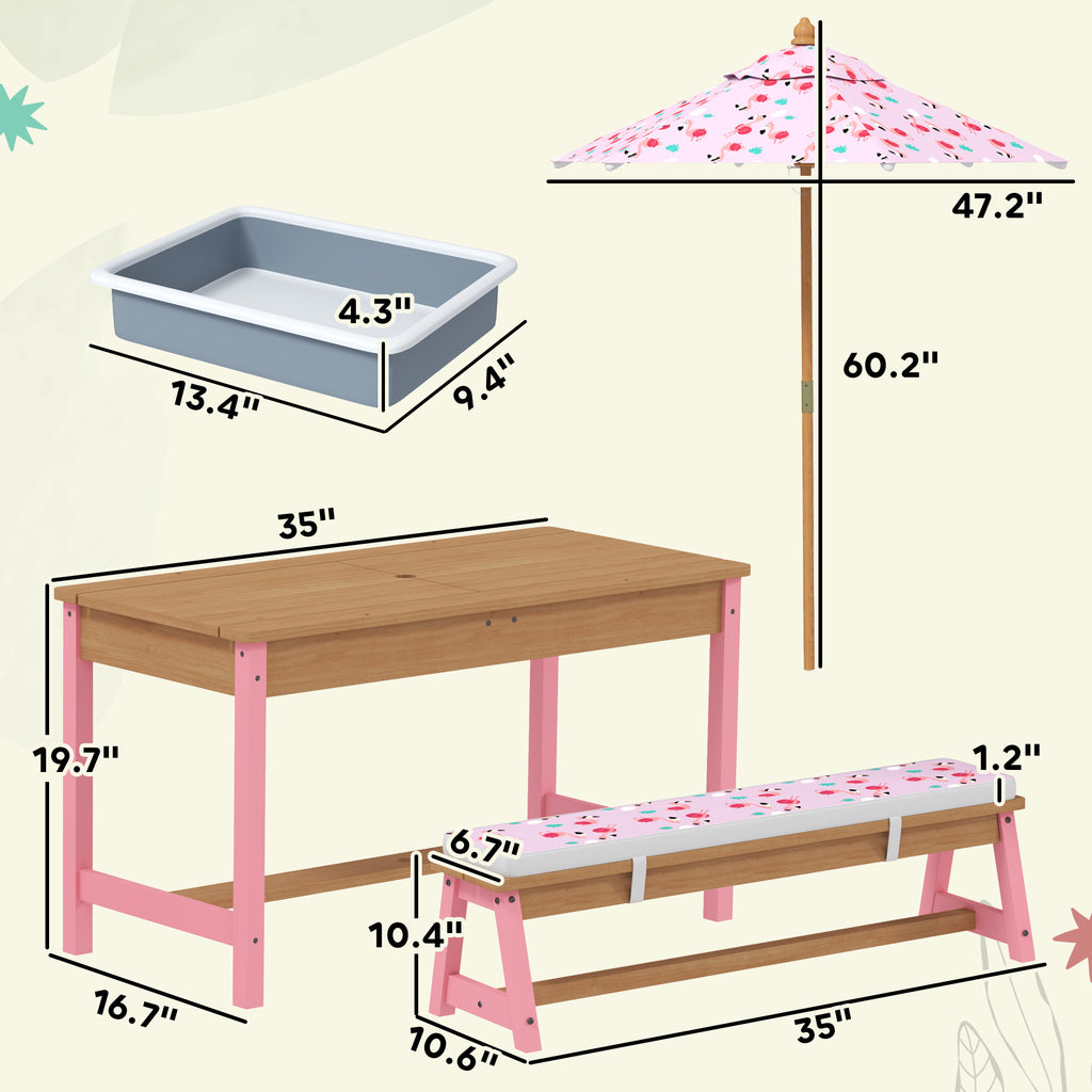 Ensemble de table de pique-nique pour enfants avec parapluie pliable