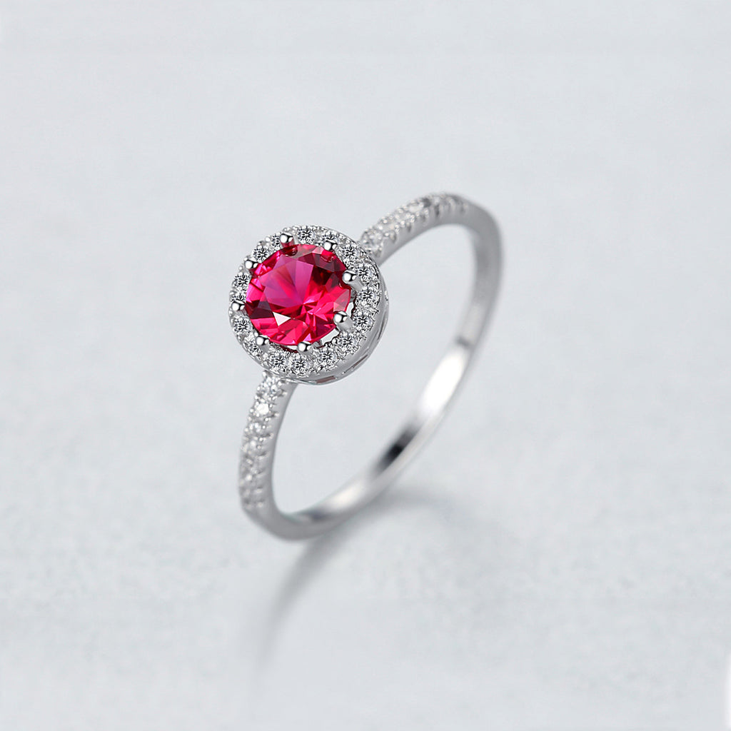 925 Argent anneau rubis diamant unique pour les femmes