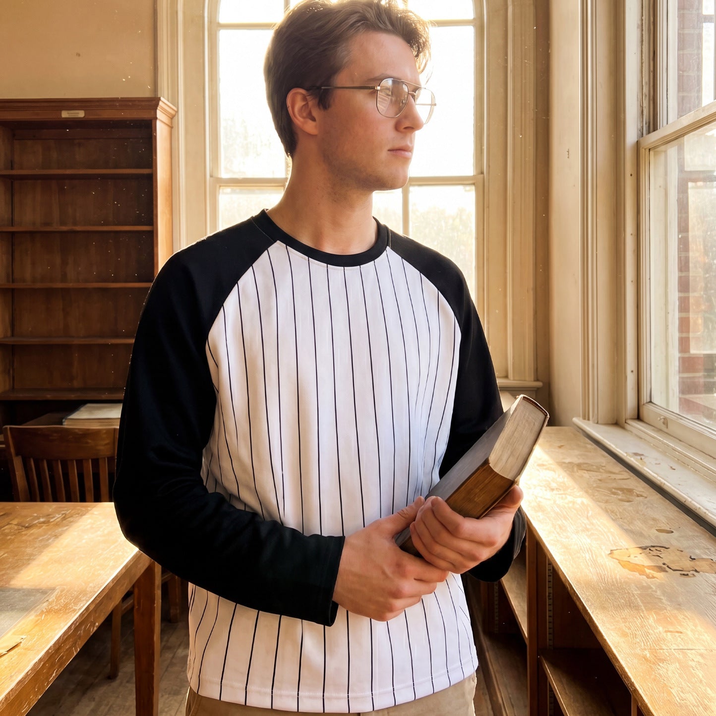 T-shirt casual à manches longues à manches courtes Raglan-Style pour hommes