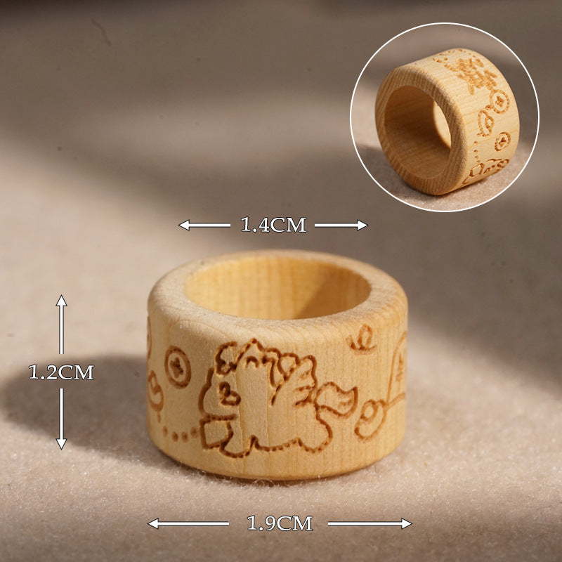 Anneau de niches rétro sculpté en bois