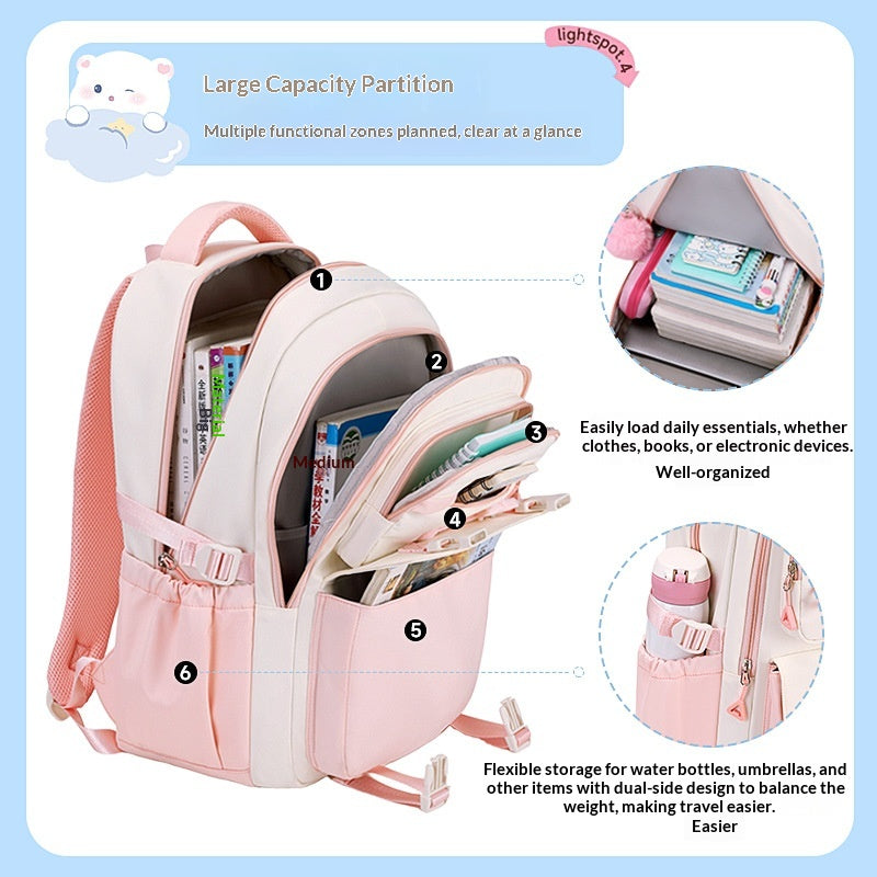 Moyen école et lycée filles sac à dos avec Trolley Sleeve