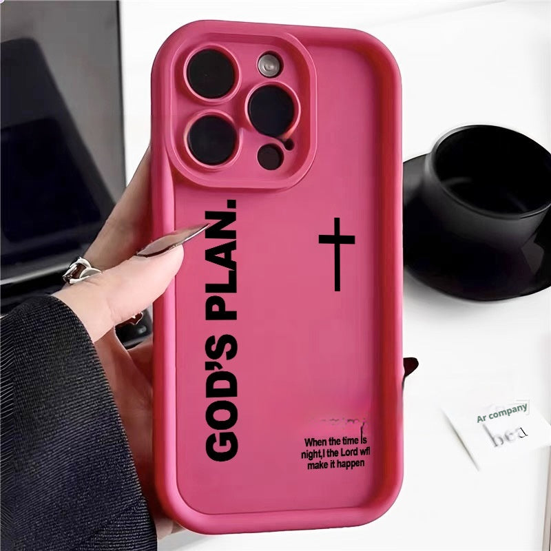 Cross-shaped phone case with an embossed design