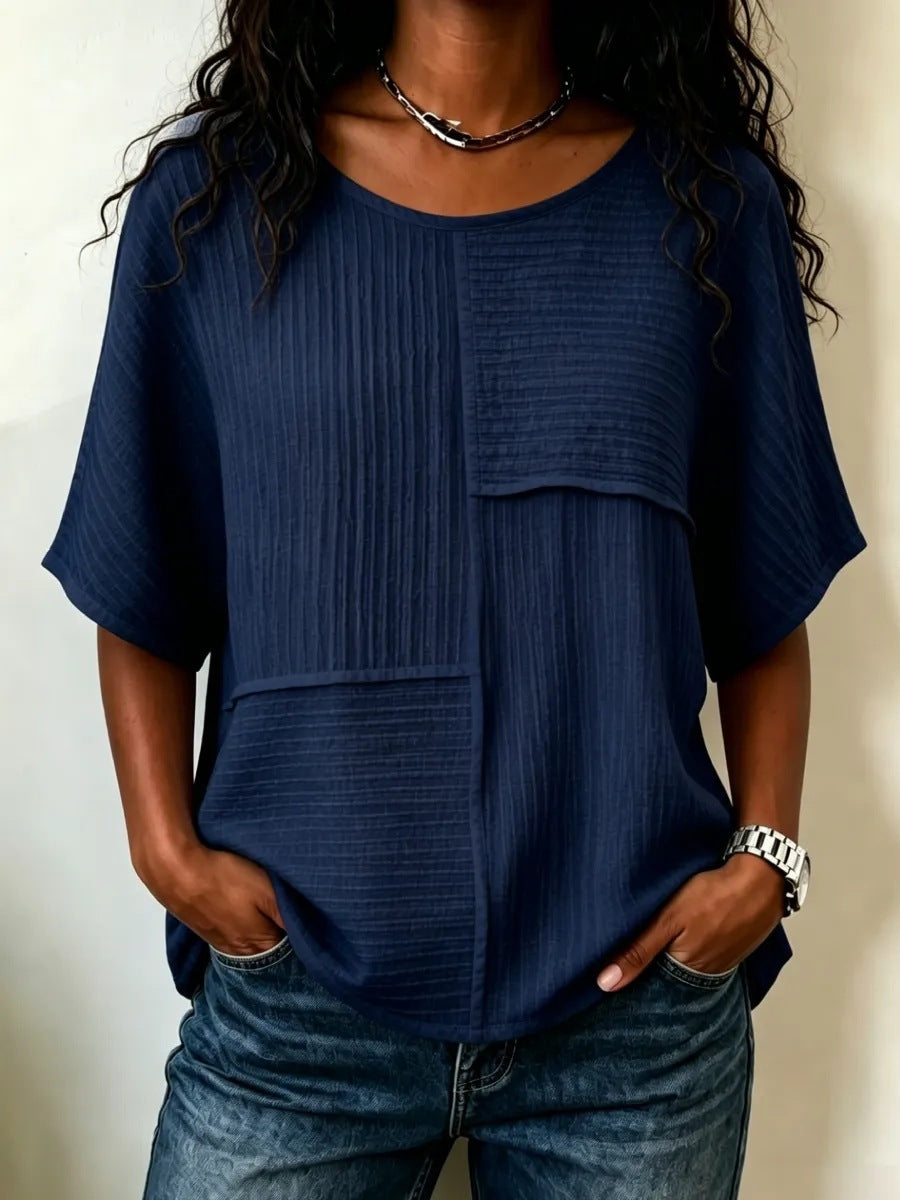 Femmes Casual Patchwork Haut à manches courtes