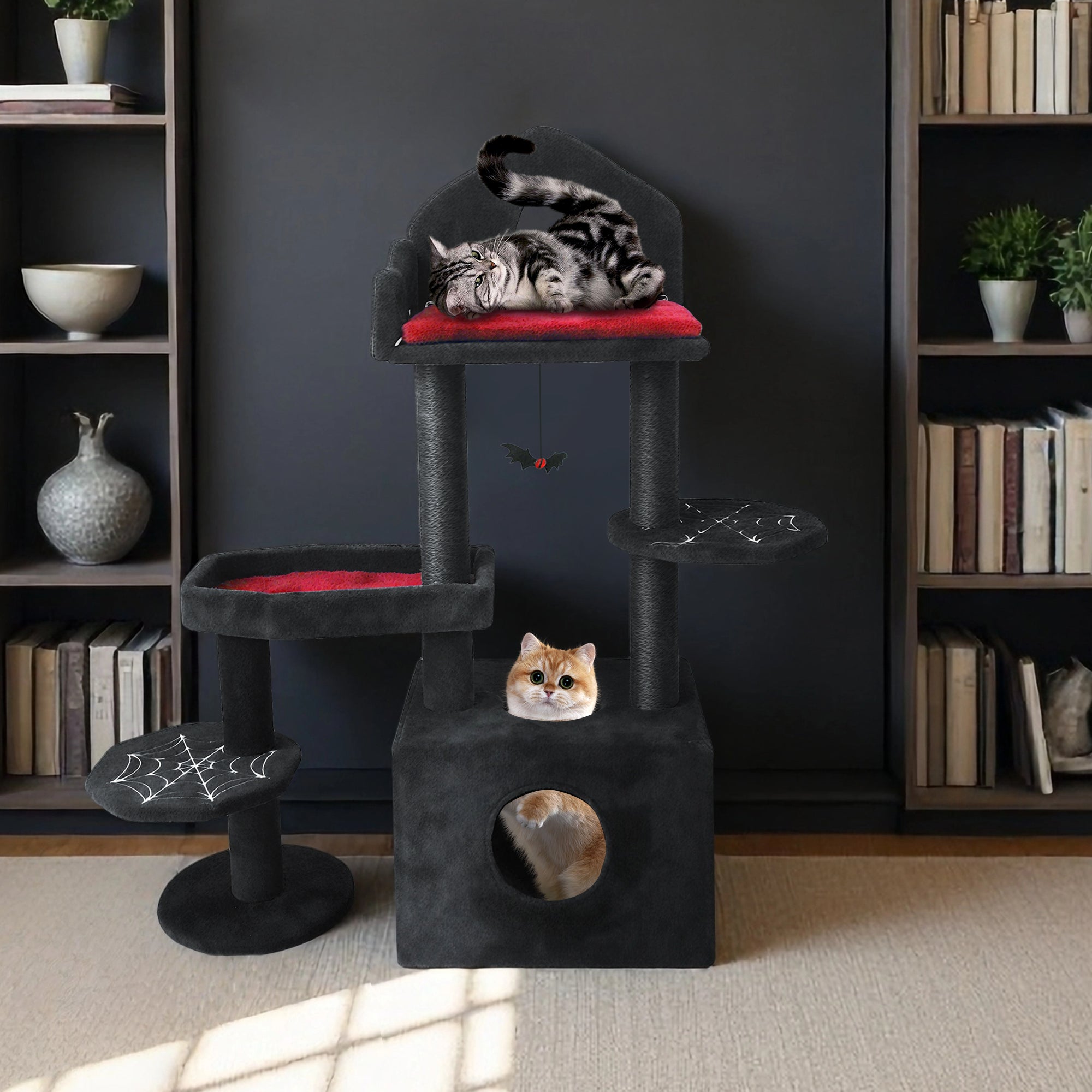 Arbre de chat gothique noir