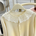Fille's SpringSummer Cardigan Modal Collier de dentelle longue manches Pajama Set