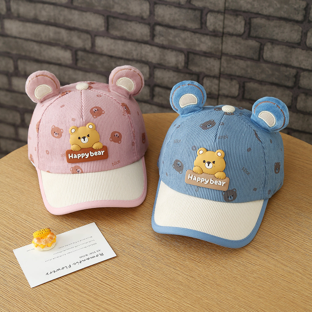 Garçons et filles d'automne Patchwork Oreilles d'ours 3D Tête d'ours pleine impression Cap de baseball bébé - Perfec