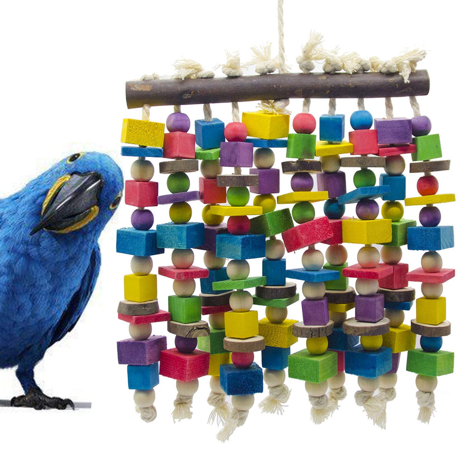 Large Bird Parrot Chewing Toy - Multicolored Natural Wooden Blocks Bird Parrot Tearing Toys Suggested For Large Macaws Cokatoos,African Grey And A Var