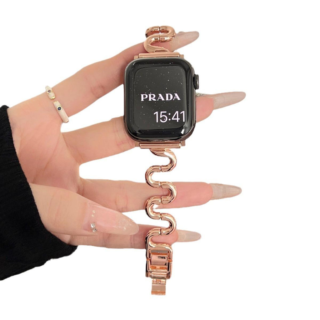 Bande de montres intelligentes Bent Metal Bracelet en forme de S