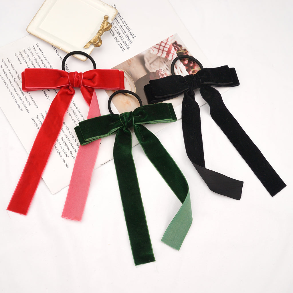 Velvet Bandeau Rubber Band Girl Bow Ribbon Cheval