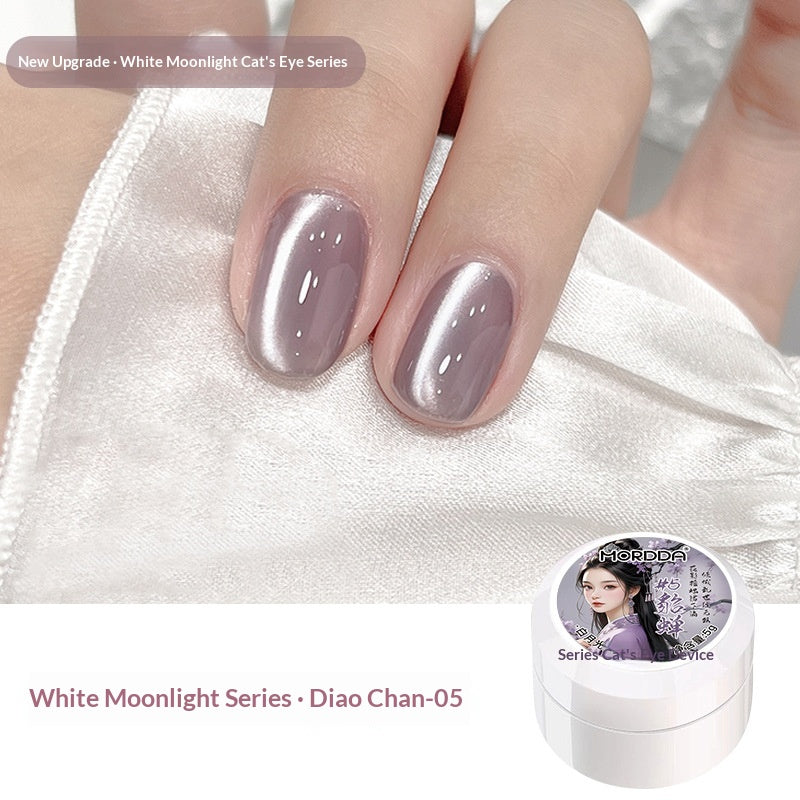 White Moonlight Ceramic Cat Eye Nail Gel Polish Porcelaine White Cat Eye Gel Pour Manucures