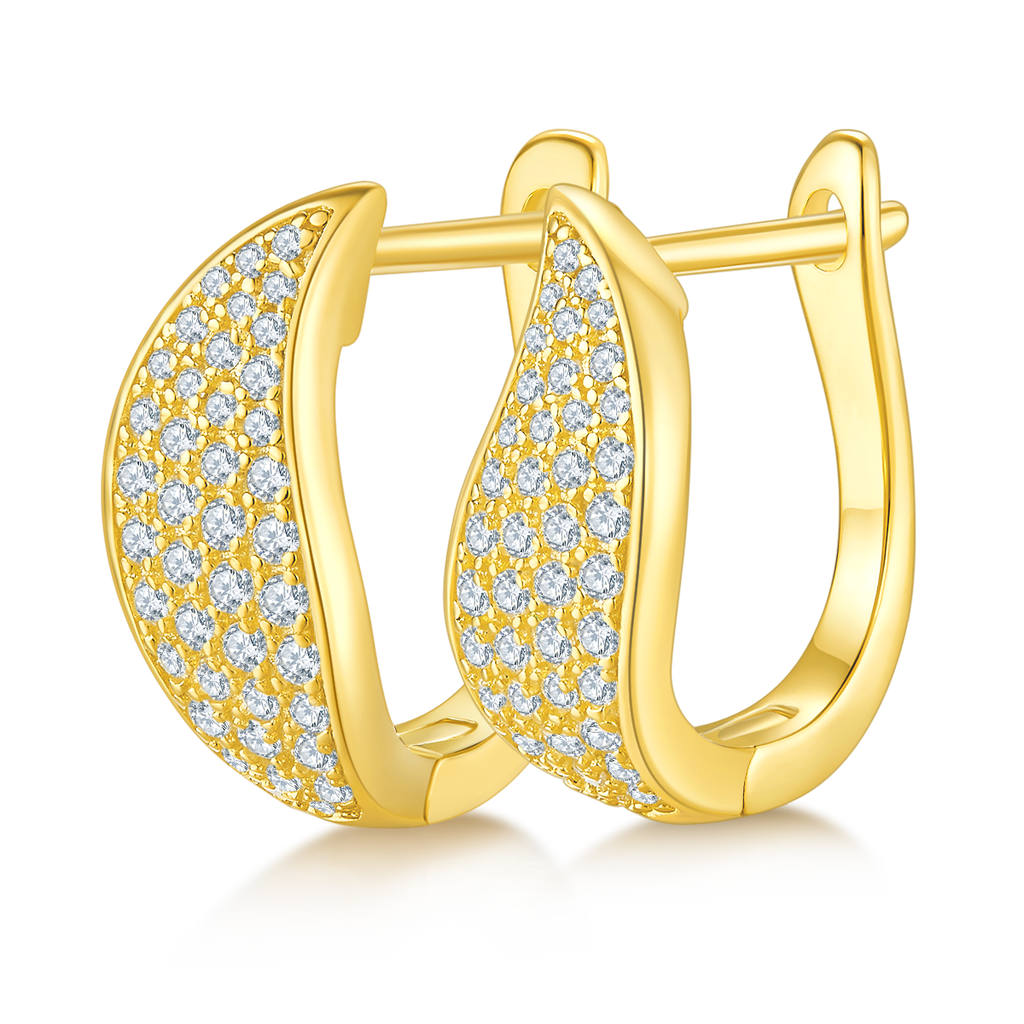 S925 Argent Sterling 82pcs Croissant de Moissanite Boucles d'oreilles Huggie Hoop 16,5mm plaqué platine