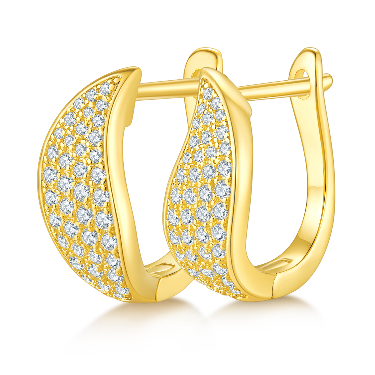 S925 Argent Sterling 82pcs Croissant de Moissanite Boucles d'oreilles Huggie Hoop 16,5mm plaqué platine