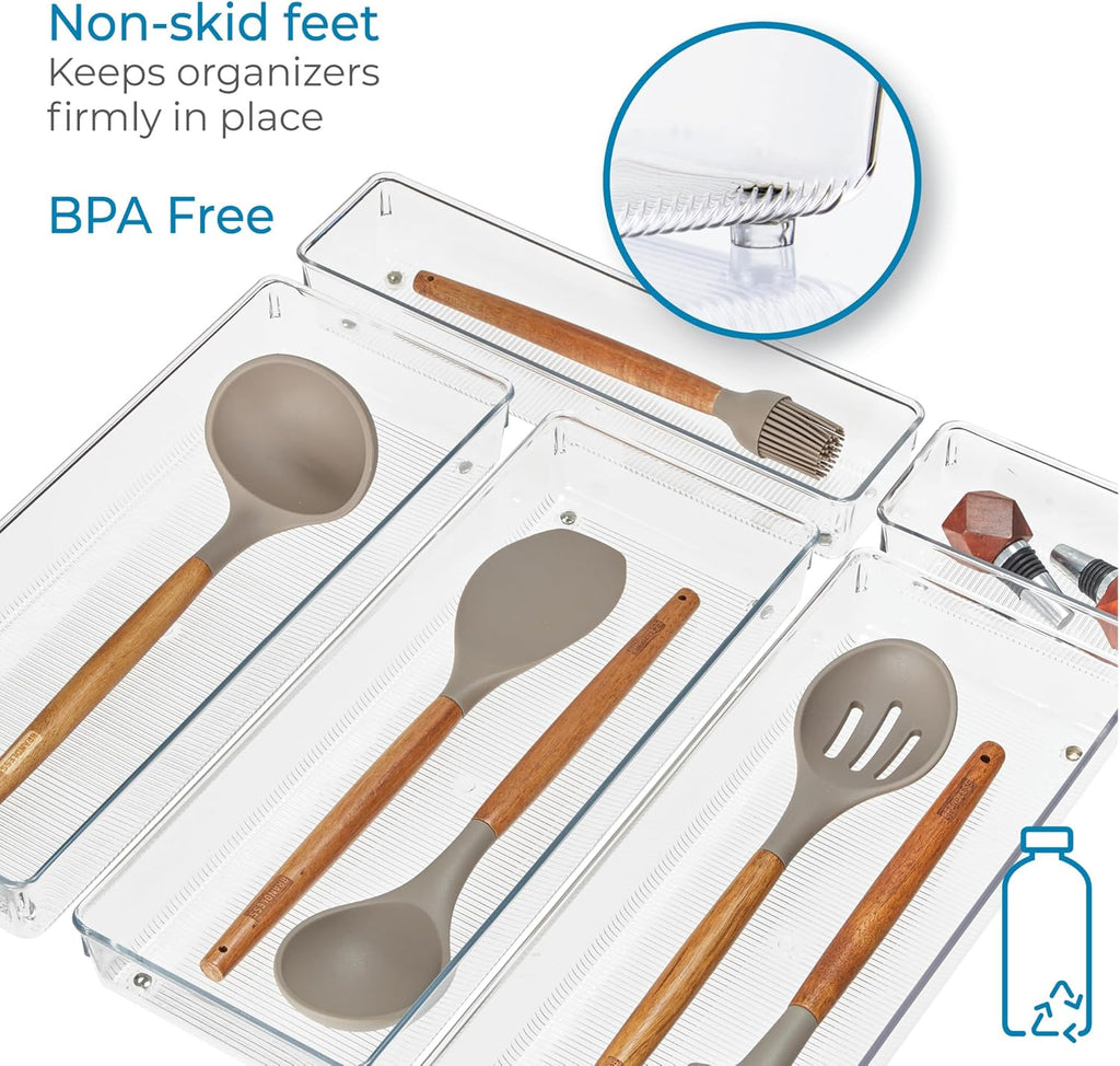 Ensemble de tiroirs de cuisine 5 pièces de rangement en plastique transparent pour ustensiles