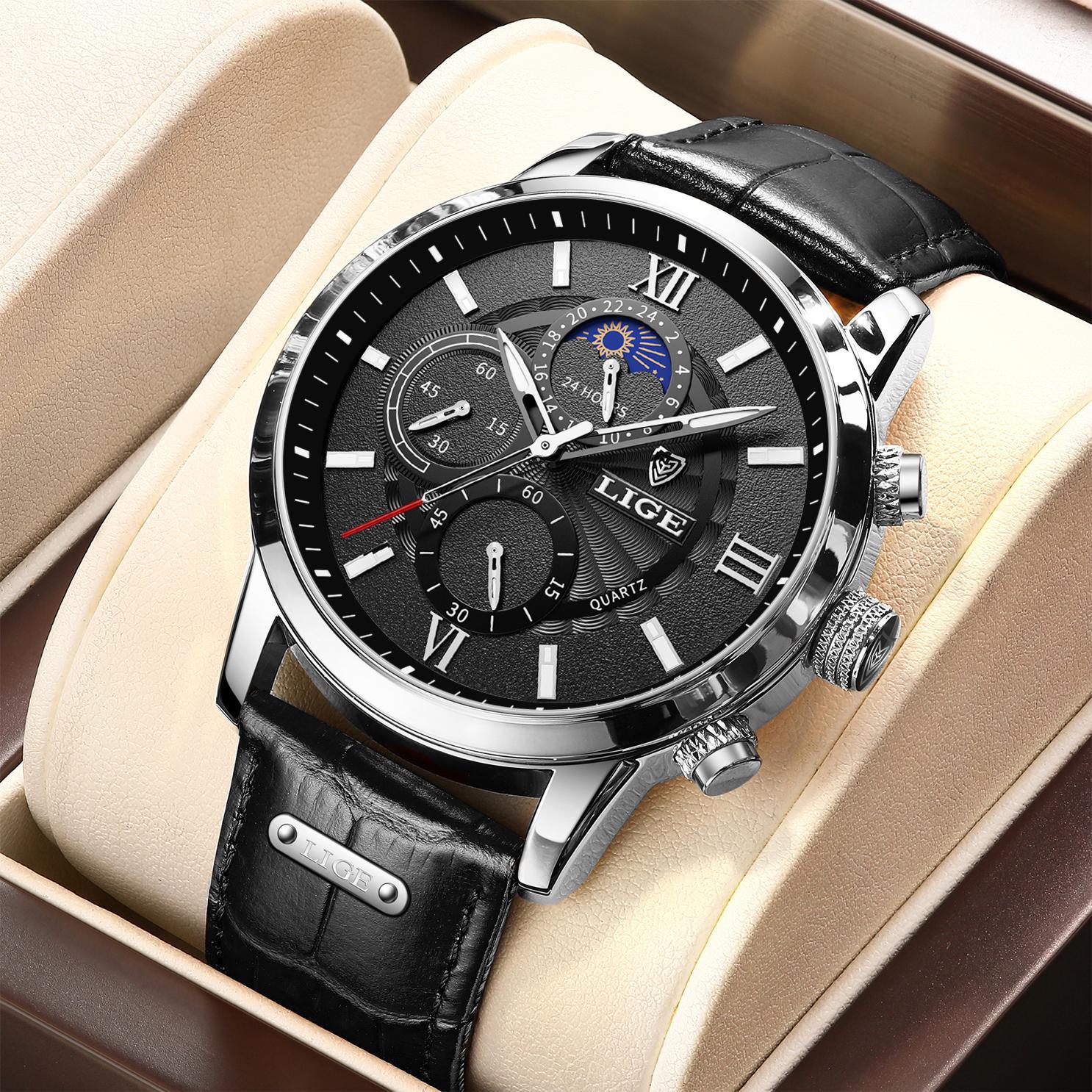 Montre Quartz haut de gamme Homme Chronographe multifonction Lumineux et résistant à l'eau