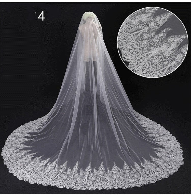 Robe de mariée Long Tail Luxury Super Fée Veil de mariage
