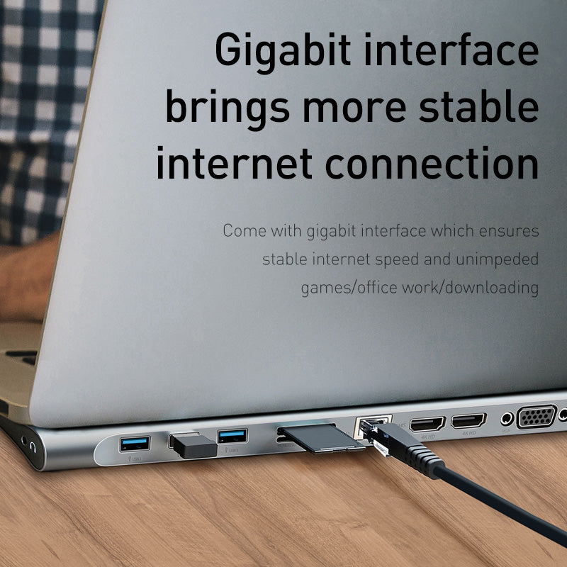 Station d'arrimage Hub et support de refroidissement à 10 ports HDMI Et VGA Network Port Conversion H