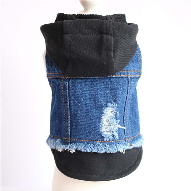 Animaux de compagnie Denim Chien tricoté Veste à capuche