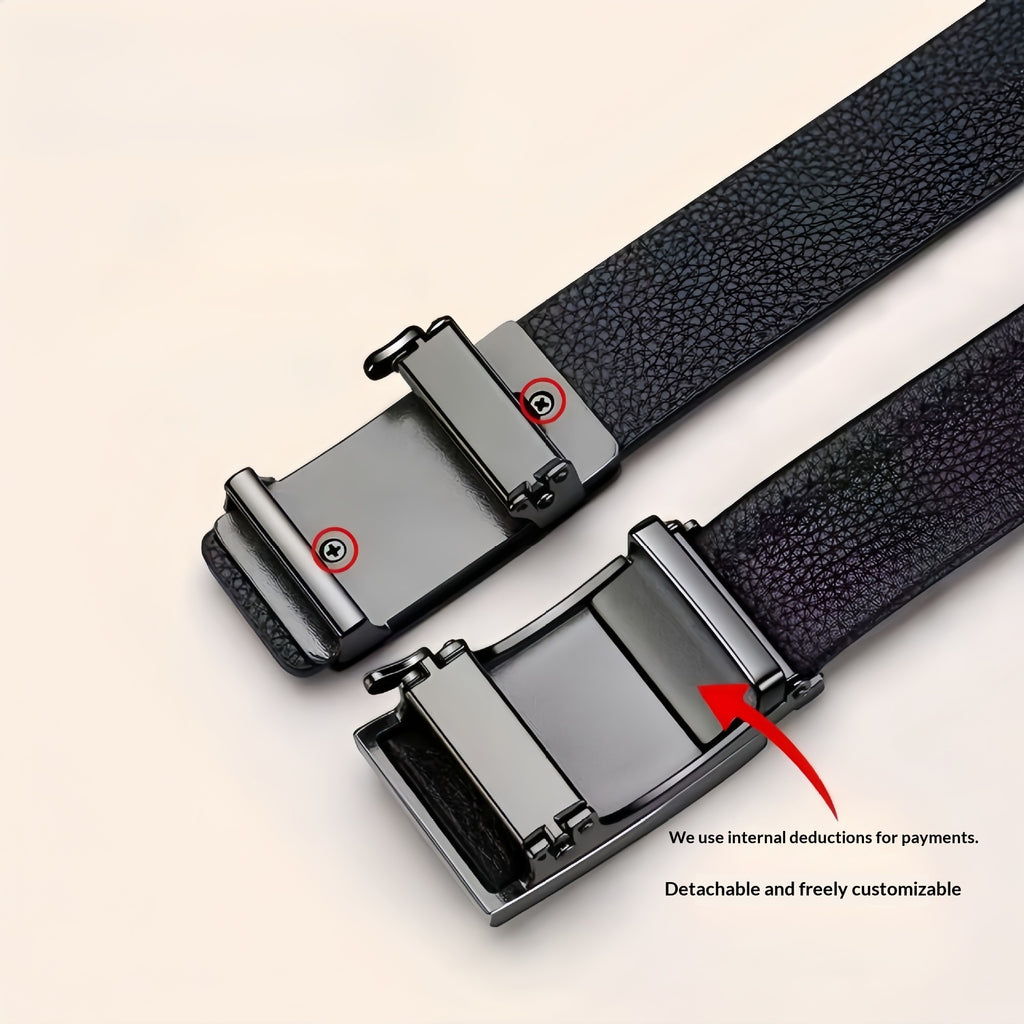 Ceinture en cuir véritable, repliée vers l'intérieur des hommes
