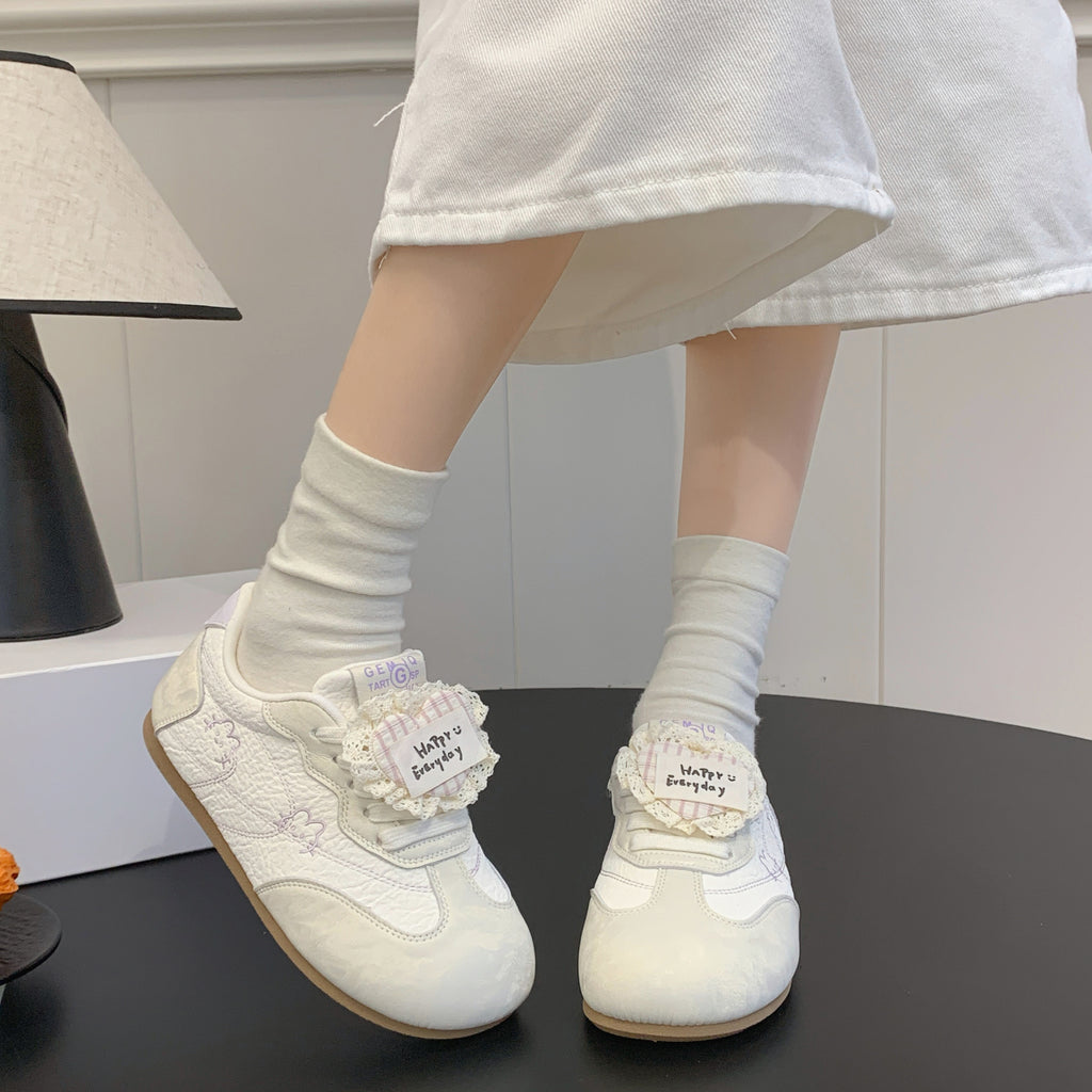 Automne Femmes Léger Polyvalent Allemand Trainer Sneakers Stylish Plat Casual White Skate S