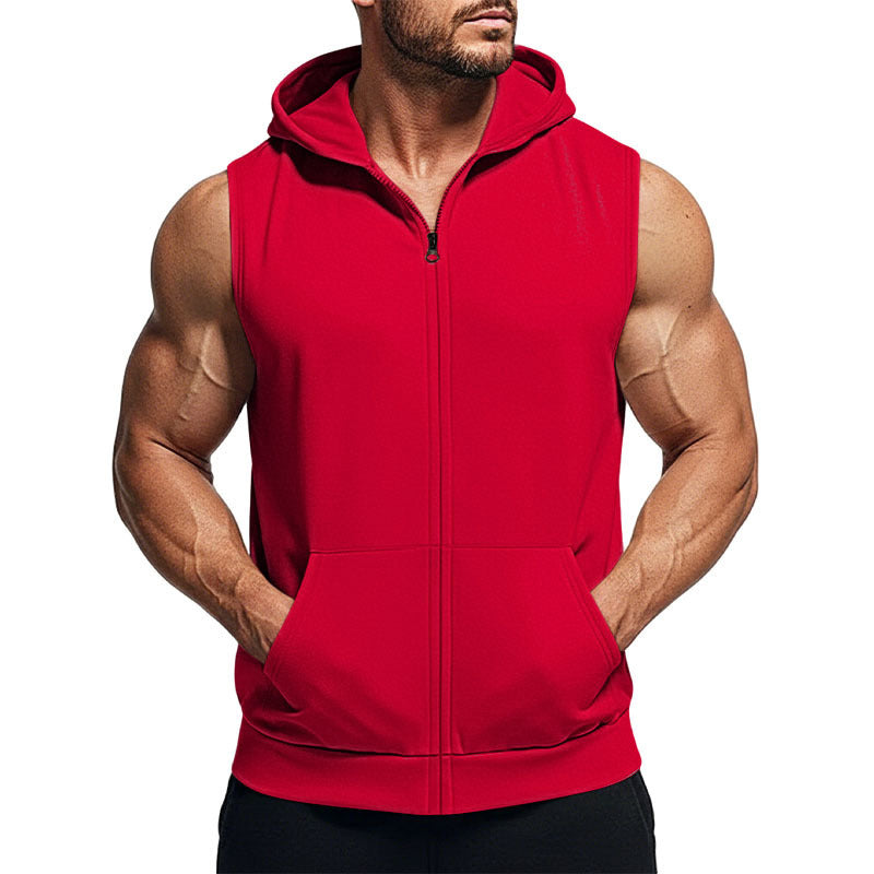 Men's Sporty Zip-Up Sleeveless Jacket