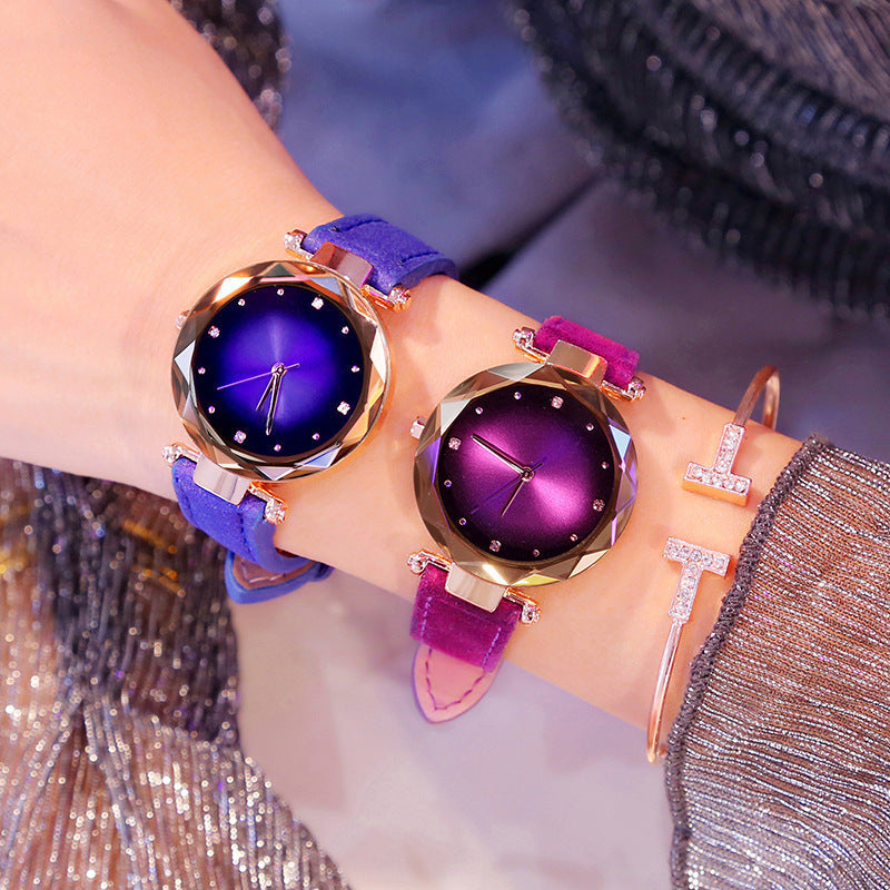 Ceinture en cuir mode Casual Colorful Femmes Montre Quartz