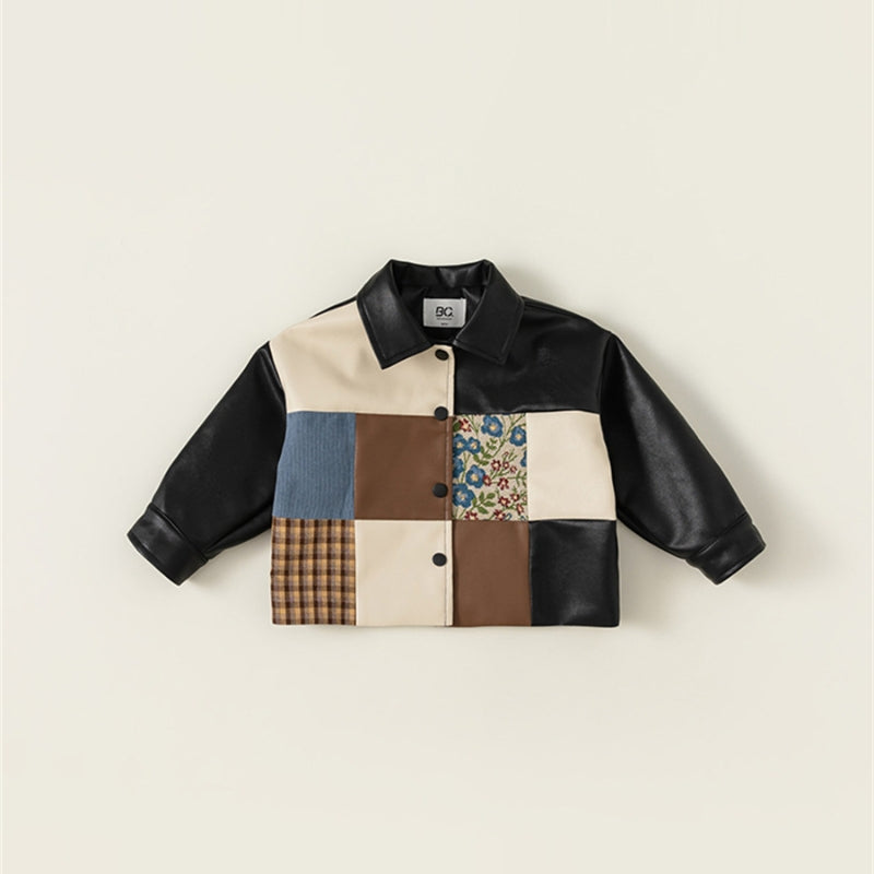 Veste en cuir de garçon épaissie pour bébé automne et hiver
