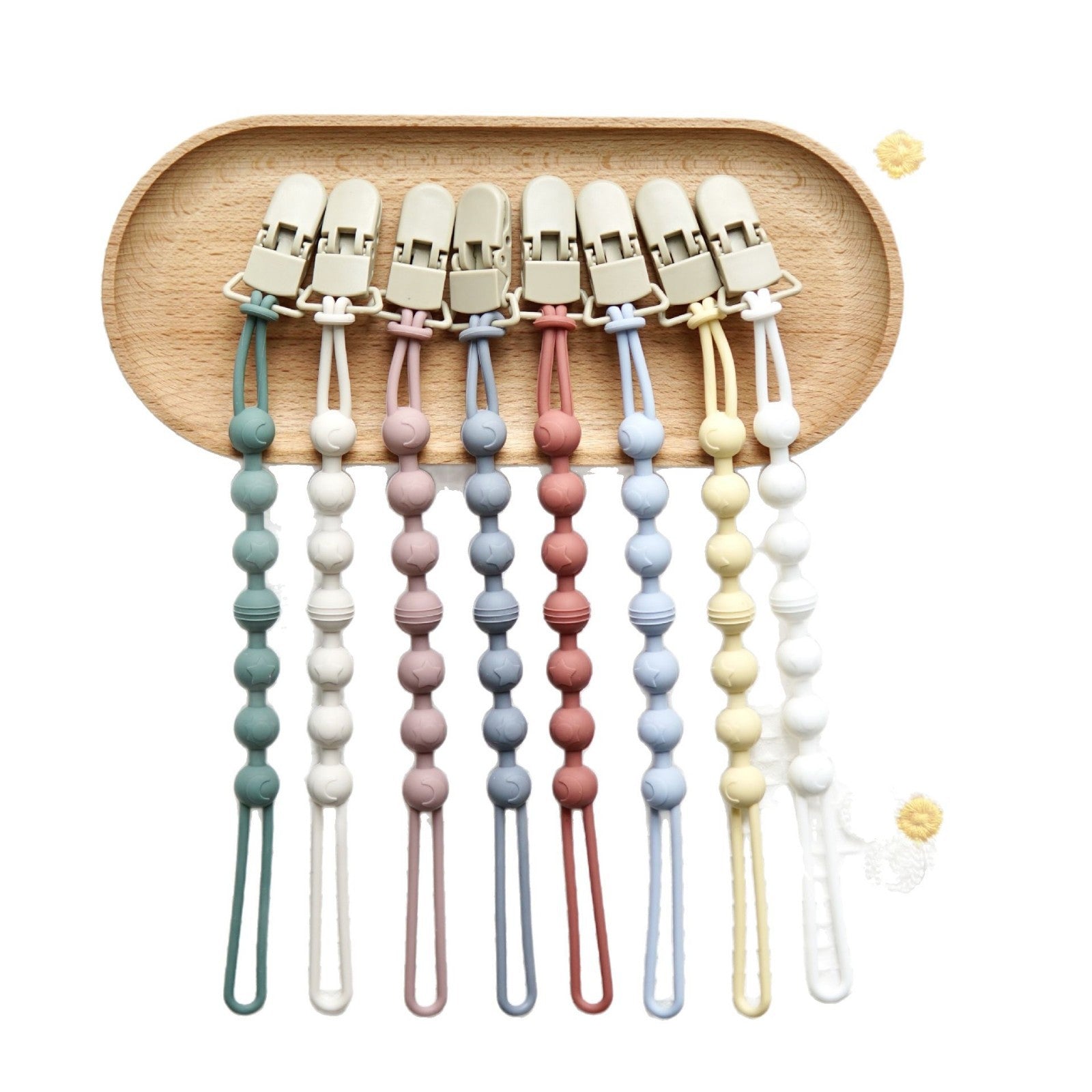 Babys All-in-one Silicone sans pores Pacifier de hêtre Clip avec chaîne anti-loss