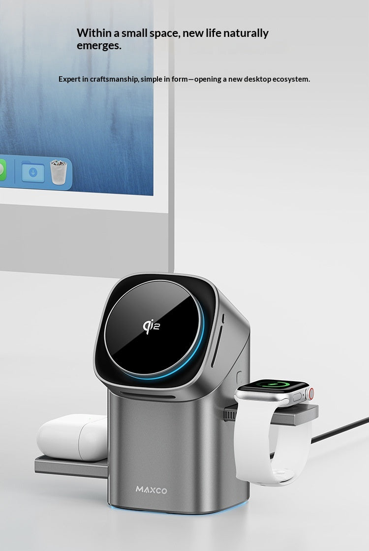 Bracket de rechargeur sans fil magnétique trois en un