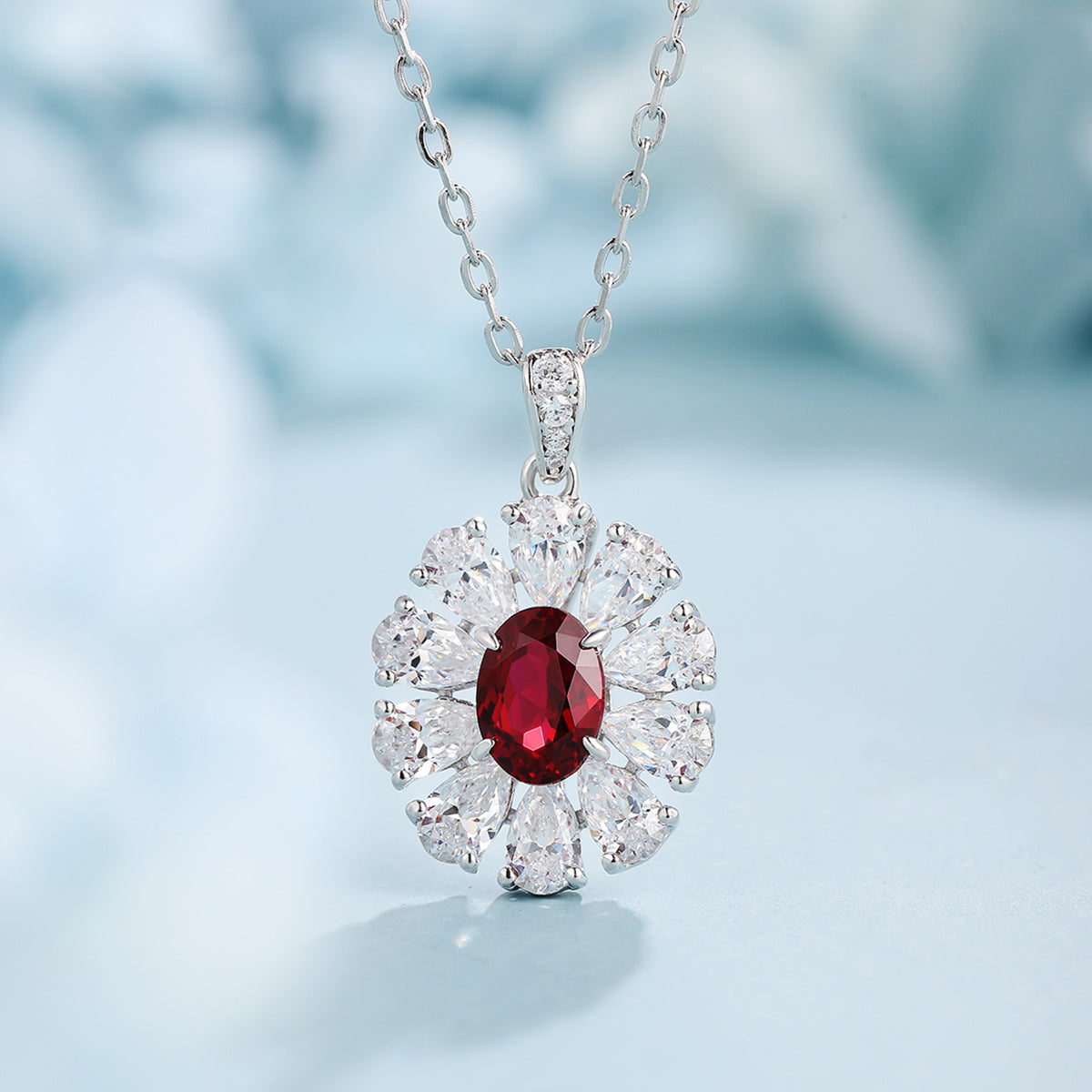 S925 Argent 4.0g Collier de pierre gemme créé en laboratoire