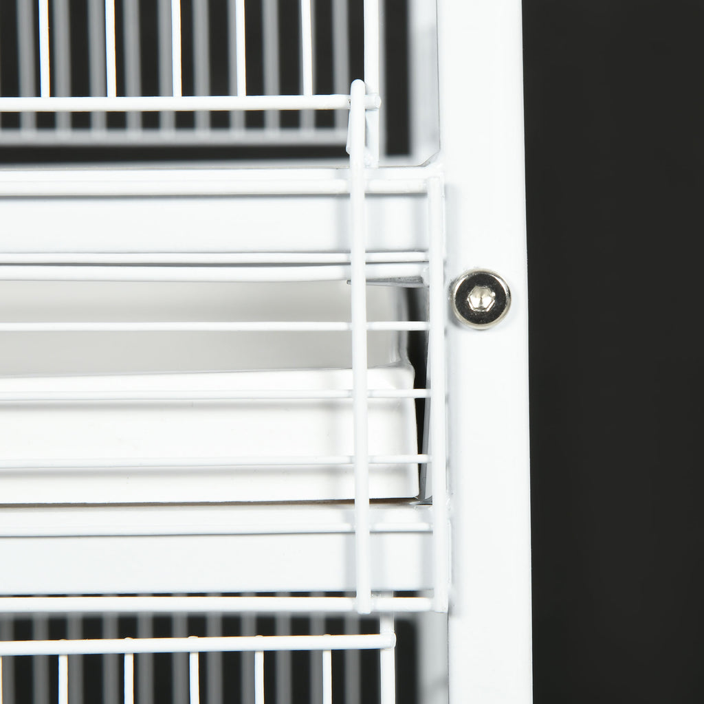 Fermoir de cage d'oiseau en métal brut avec perches de support roulant Conteneurs alimentaires Portes Roues 67"