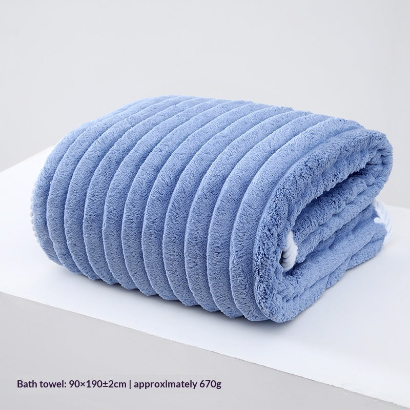 Thick coral striped bath sheet