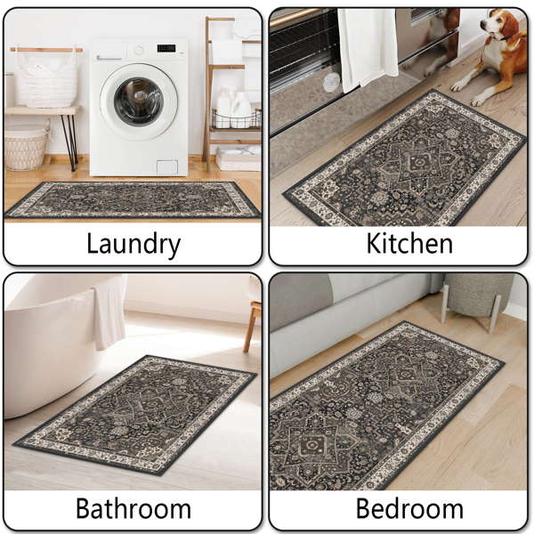 Kitchen Rug Sets of 3 Lavable Boho Kitchen Rugs and Runner Carpets Non Slip Kitchen Area