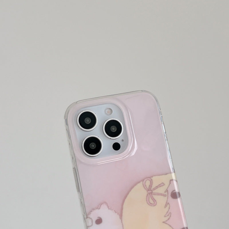 Puppy et Blonde fille étui de téléphone imprimé
