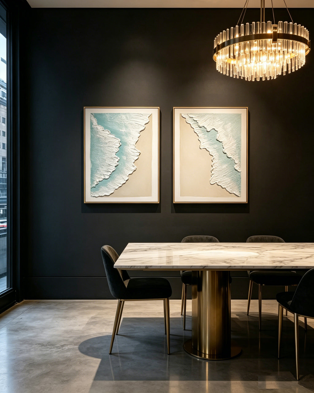 24x32 Ensemble de 2 Art mural de vague d'océan encadré