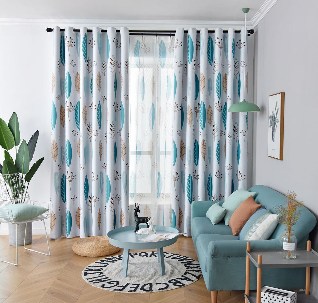 Style nordique Nordic Leaf Rideau Shading Chambre à coucher Salon Shading Rideau Finished Simp