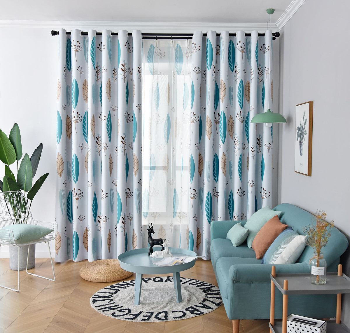 Style nordique Nordic Leaf Rideau Shading Chambre à coucher Salon Shading Rideau Finished Simp