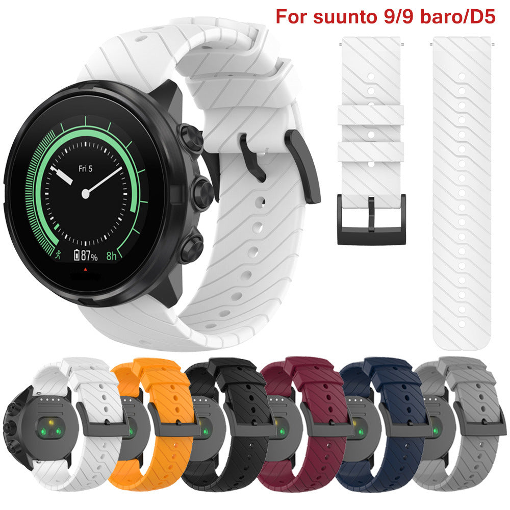 Bracelet 24mm de montre en silicone à rayures de foudre compatible avec Songatao