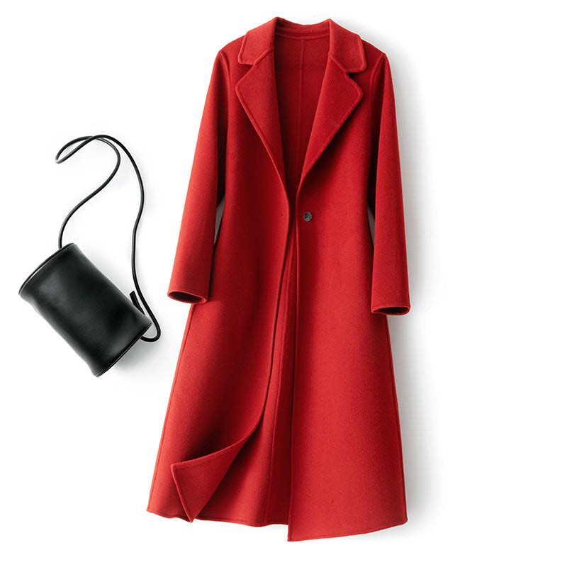 Robe en cachemire Femmes Laine mi-longueur Vêtements de dessus