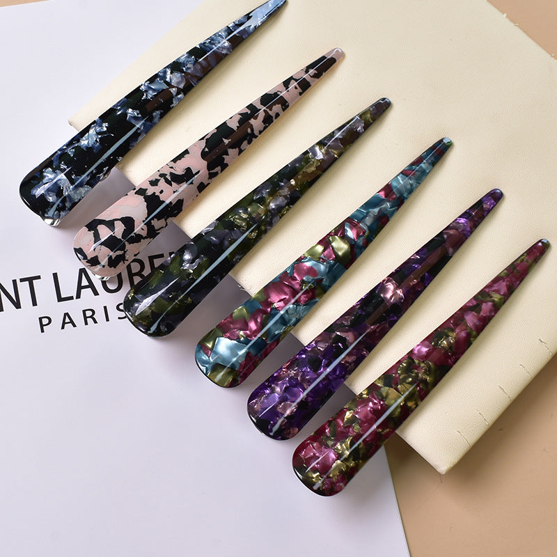 Ornement Style coréen Barrettes acryliques Tweezers Large Ox Horn Hairclip Version française Gri