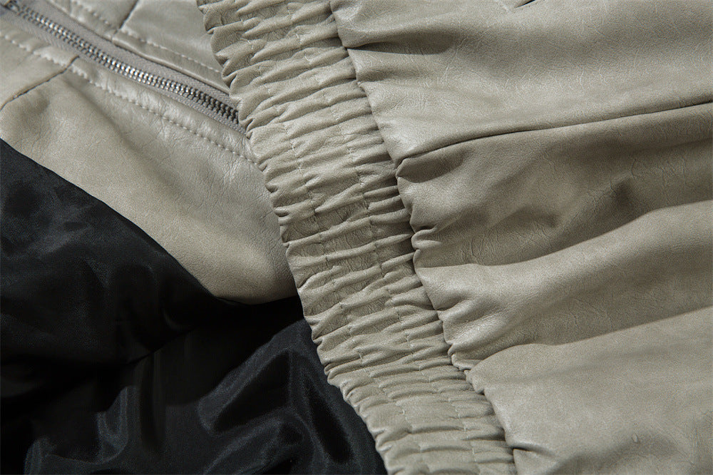 Lettre brodée pour hommes Veste en cuir souple