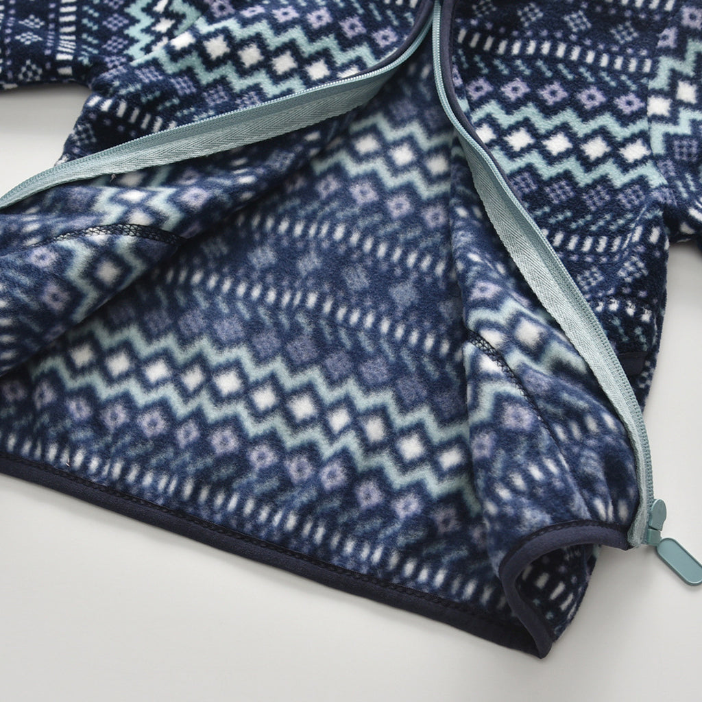 Veste polaire bébé bleu marine rayé long manche long collier