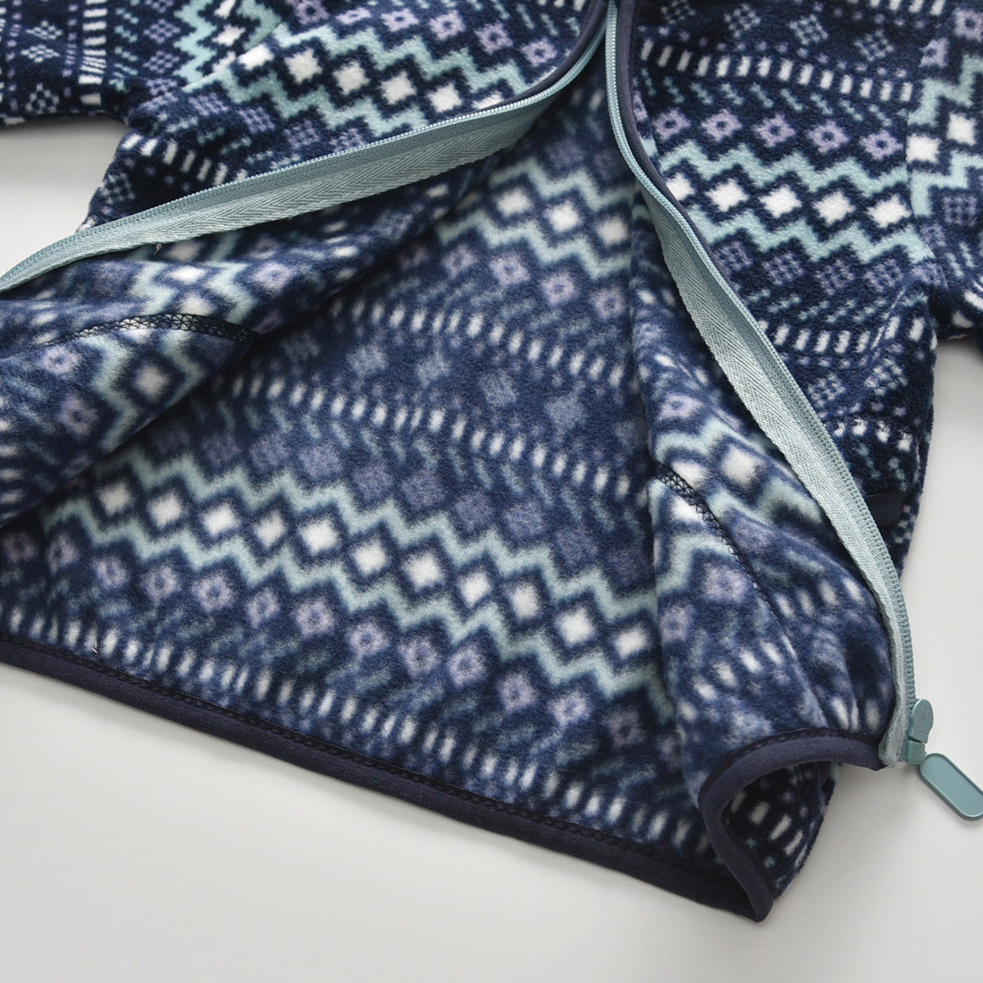 Veste polaire bébé bleu marine rayé long manche long collier