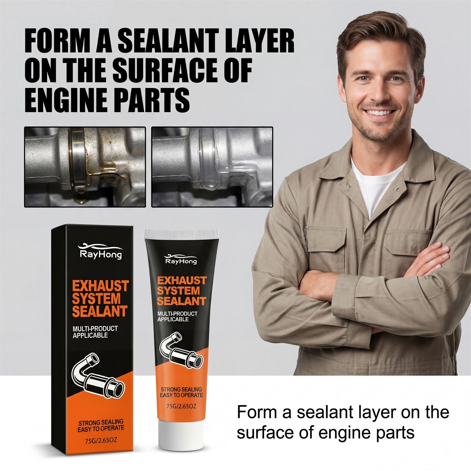 Rayhong Automotive Système d'échappement scellant est facile à utiliser et simple à appliquer pour sceller A