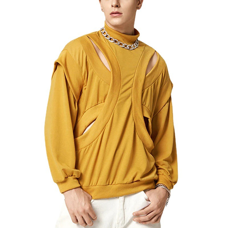 T-Shirt manches longues hommes avec épaule à goutte et sweater de collier debout