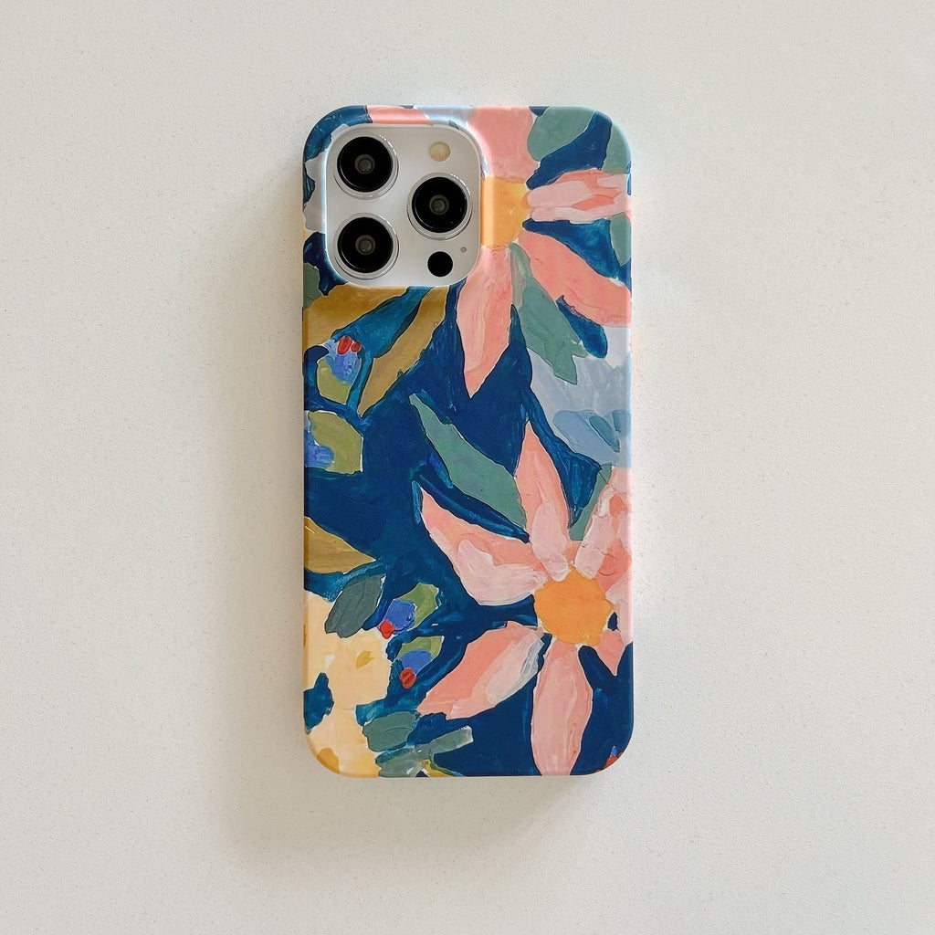 Coque de téléphone Sticker d'eau peinture à l'huile Aeolian Bells Flower Double Film PC résistant aux gouttes