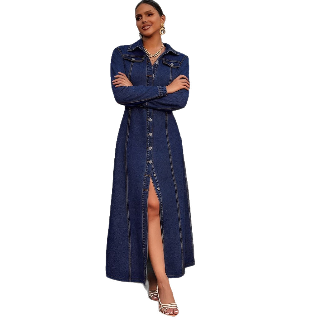 Vêtements pour femmes de style européen et américain plus-taille avec design bouton-down
