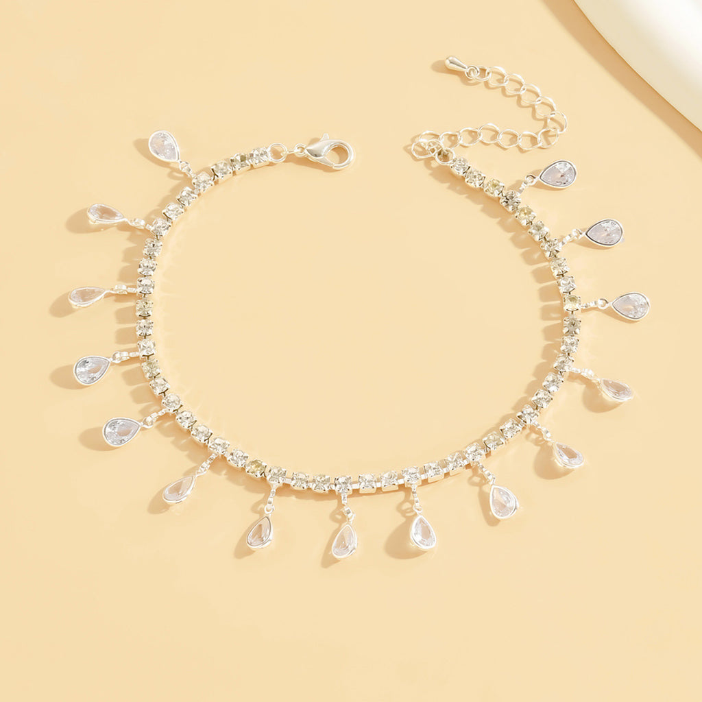 Léger Luxury et haut de gamme Zircon Water Drop Tassel Anklet