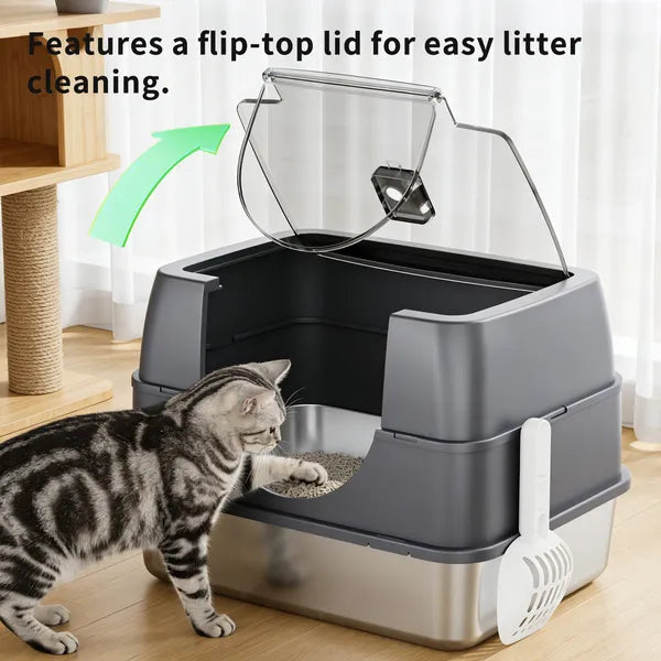 Galaxy Stainless Steel Beige Cat Litter Box
